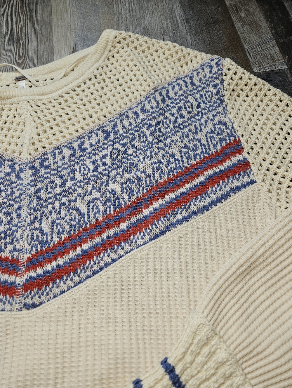 Free People Geo Party Pullover Ivory Medium - Picture 8 of 10